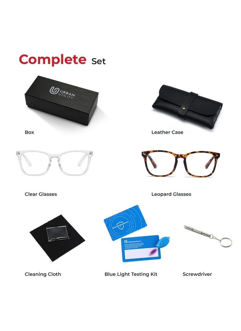 Urban Utility - Blue Light Blocking Optical Eyeglasses - Stylish Oversized Frames, Clear Lens, Polarized. Top-rated Bluelight Protection for Reading, Work, & Screen Time. Vintage-Inspired, Lightweight Design. - Image 1