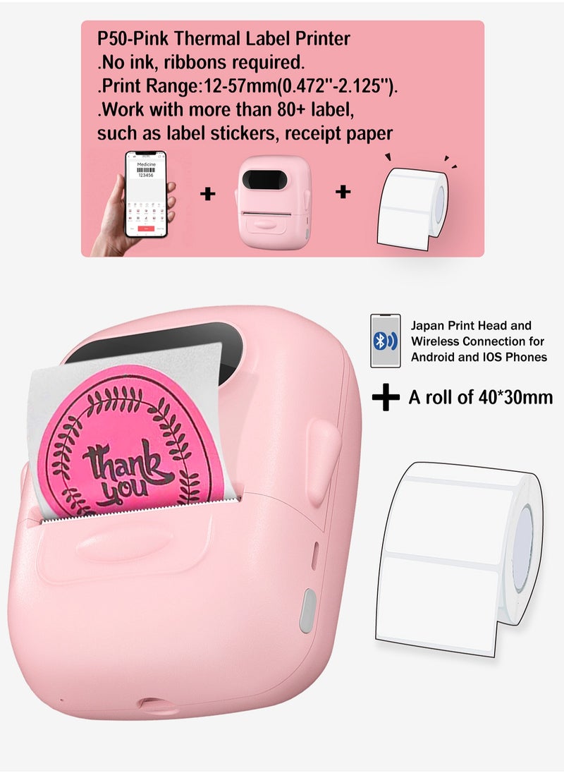 Marklife - Marklife P50S Bluetooth Label Maker, Inkless Label Printer with Tape Barcode, Portable Thermal Label Maker with 12-57mm Print Width, for Address Clothing Jewelry Retail Small Business Great for Clothing, Address, (With 1 Roll Label) - Image 1