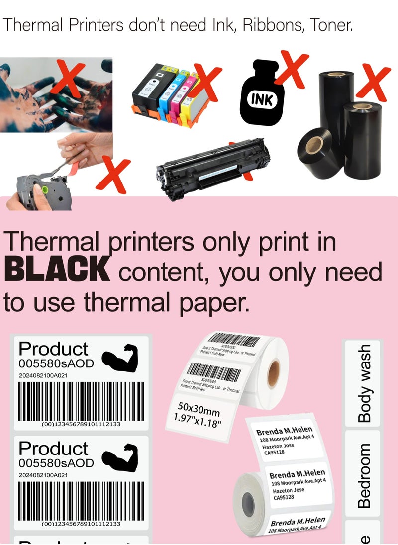 Marklife - Marklife P50S Bluetooth Label Maker, Inkless Label Printer with Tape Barcode, Portable Thermal Label Maker with 12-57mm Print Width, for Address Clothing Jewelry Retail Small Business Great for Clothing, Address, (With 1 Roll Label) - Image 1