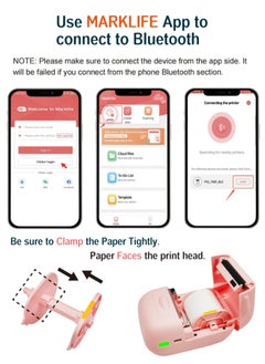 P50 MARKLIFE Pink Thermal Label Printer, Wireless Label Maker, Inkless Portable Printer for Small Business, Barcode, Label Paper, Self-adhesive Sticker, with a roll of 40*30mm Label Roll - pzsku/Z4D586135B5A5438EBA9DZ/45/_/1721111093/a0a10280-438b-4ae2-9014-4ffc28bf99ba