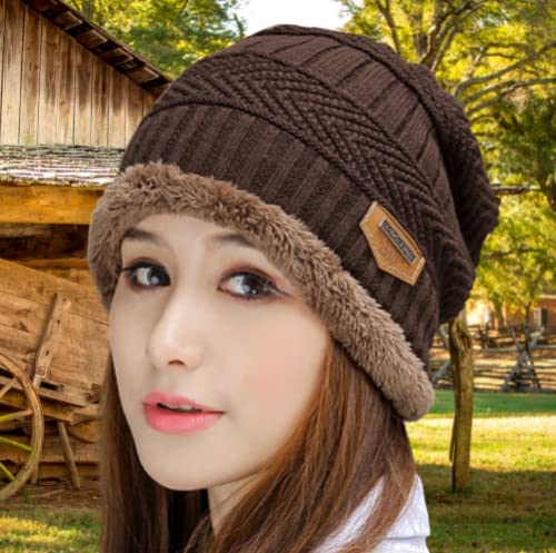 Alexvyan Women's Wool, Acrylic Cap (CapWoolen510_Dark Brown_Free Size) - Image 2