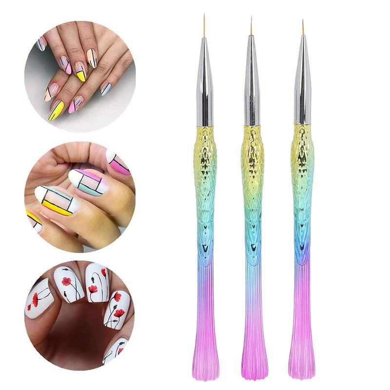 URBAN BOX Nail Brush Set UV Gel Painting Acrylic Nail Brushes Nail Art Liner Brushes Professional Nail Gel Painting Nail Brushes Pen Tools for Short Strokes Details Blending Elongated Lines 3 pcs  - Image 4