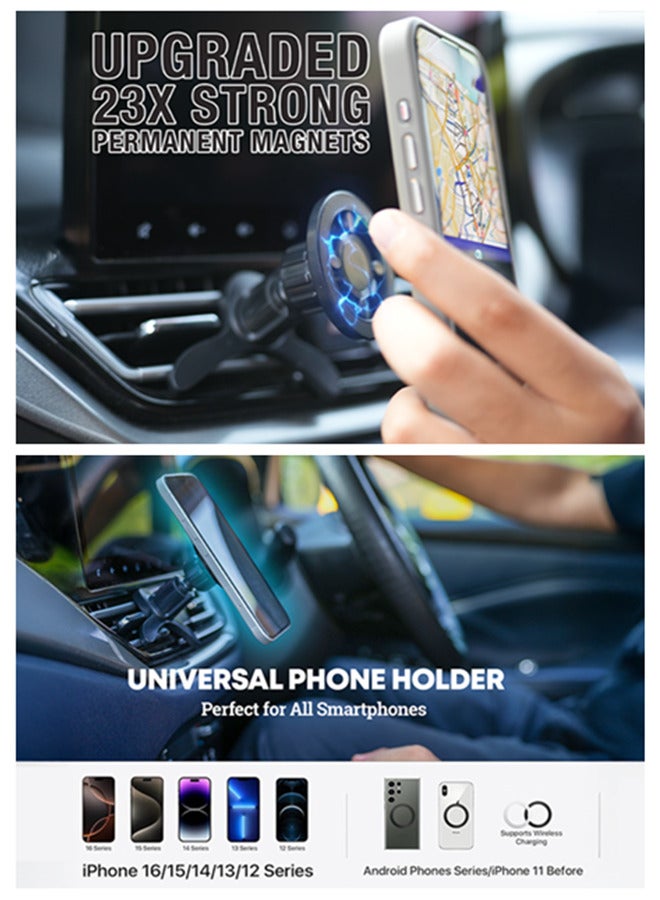 JIEZM Car Mount,Magnetic Phone Holder with 360° Rotation & Folding Hook Clip,Car Vent  Cell Phone Holder, Car Accessories Magnetic Car Holder for iPhone 16/15/14/13/12, Samsung,All Phones - Image 3