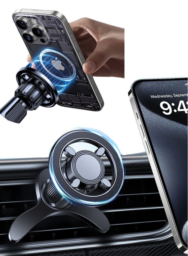 JIEZM Car Mount,Magnetic Phone Holder with 360° Rotation & Folding Hook Clip,Car Vent  Cell Phone Holder, Car Accessories Magnetic Car Holder for iPhone 16/15/14/13/12, Samsung,All Phones - Image 1
