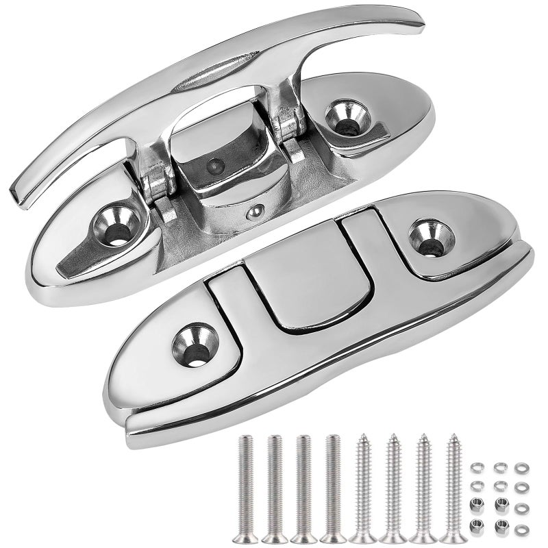GANGUOLA Marine Grade Boat Folding Cleat 46 inch 316 Stainless Steel Heavy Duty Flipup Dock Cleat with Back Plate and Installation AccessoriesPack of 2 - Image 2