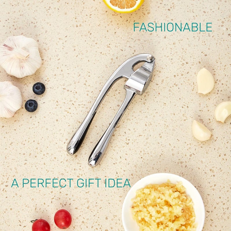 HiramWare Garlic Press, Premium Rust Proof Kitchen Garlic Mincer Slicer Crusher Squeezer with Ergonomic handle, Ginger Crusher with Good Grip, Easy to Clean, Dishwasher Safe - Image 5