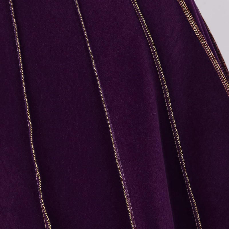 GRAJTCIN Women's Medieval Cloak Renaissance Velvet Gold Trim Cape Witch Halloween Mardi Gras Costume for Adult (43.3", Purple) - Image 5