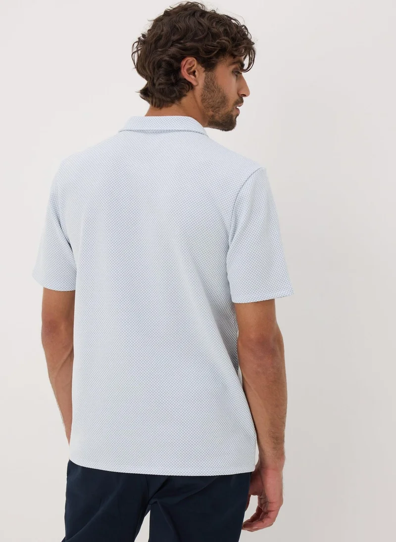 Matalan Light Blue Quarter Zip Polo Shirt
