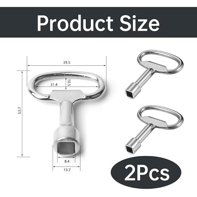 PACK OF 2 SQUARE KEYS, VENTILATION KEYS, HEATING BLEED KEYS, FOR TAP, GAS WATER METER BOX, ELECTRIC CONTROL CABINET, ELEVATOR ELECTRIC BOX, GAS, WATER, ELECTRICITY METER (SILVER) - Image 3