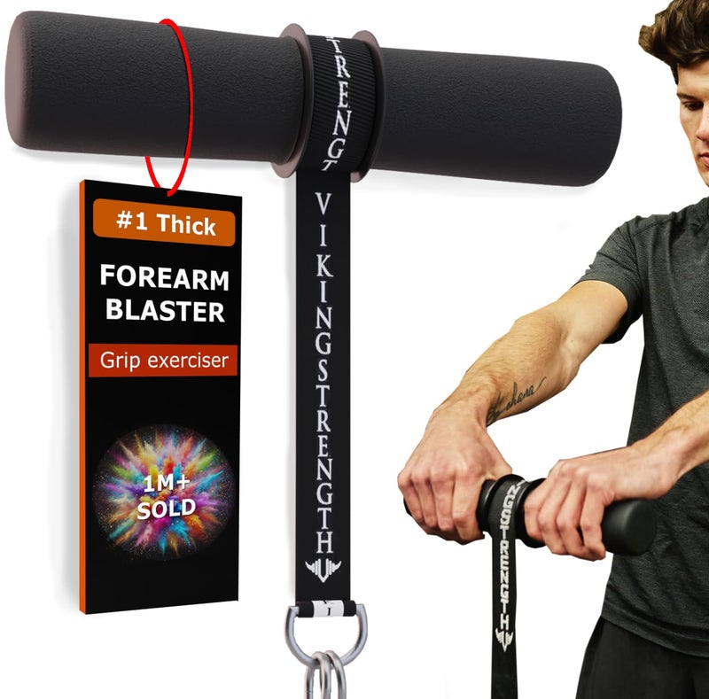 Vikingstrength Forearm Strengthener with Patented Thick Handles - Wrist Roller for Forearm Exercise, Grip Strength, and Injury Prevention - Image 1