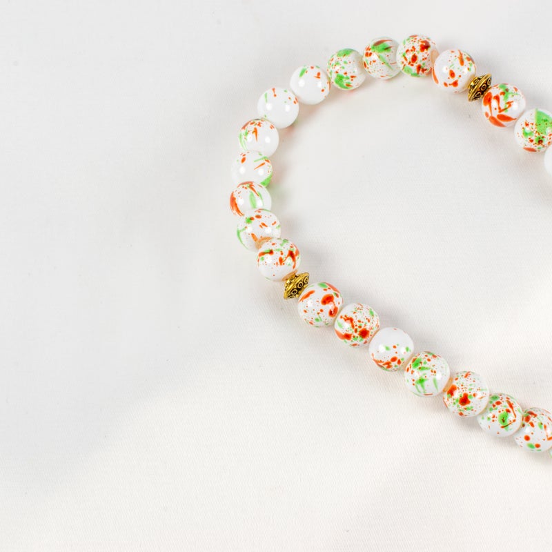 سبحة من حجر المرمر الأبيض بالألوان الخلابة من 33 حبة - Image 2