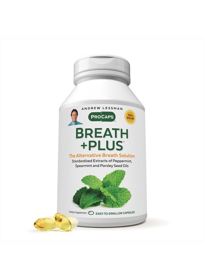 Andrew Lessman Andrew Lessman Breath Plus 60 Softgels – Natural Breath Freshener, Helps Eliminate Odors from Food, Smoking, Morning Breath from The Inside Out, with Peppermint & Spearmint. Easy to Swallow Softgels  - Image 1