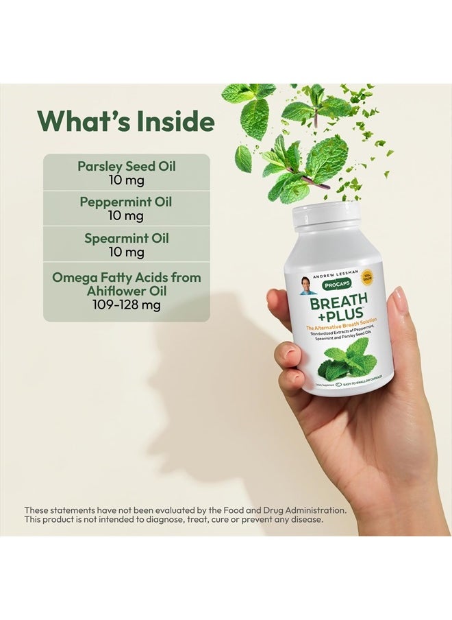 Andrew Lessman Andrew Lessman Breath Plus 60 Softgels – Natural Breath Freshener, Helps Eliminate Odors from Food, Smoking, Morning Breath from The Inside Out, with Peppermint & Spearmint. Easy to Swallow Softgels  - Image 3