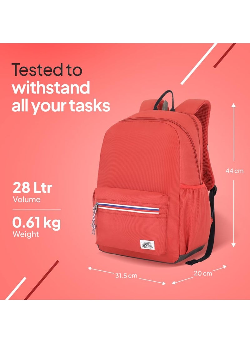 AMERICAN TOURISTER American Tourister Carter, 28L Volume College and Office Laptop Backpack with Front Organizer and Spacious Interiors for Men & Women - Coral Red  - Image 3