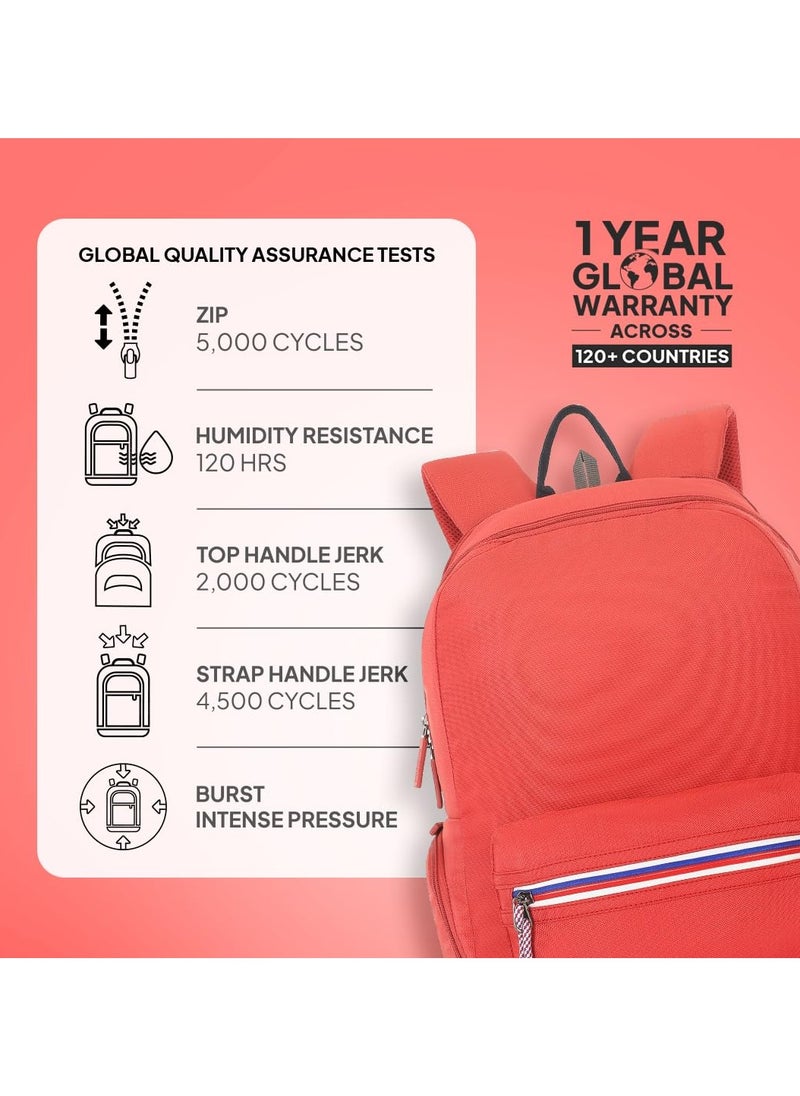 AMERICAN TOURISTER American Tourister Carter, 28L Volume College and Office Laptop Backpack with Front Organizer and Spacious Interiors for Men & Women - Coral Red  - Image 5