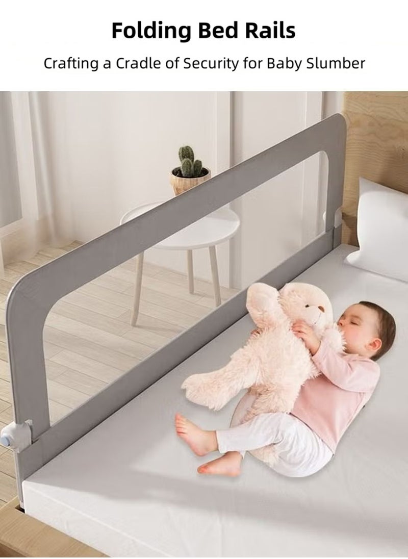 EzzySo Foldable Bed Rails for Toddlers Swing Down Safety Bed Guard Height Adjustable Extra Tall Bed Rail for Toddlers with Reinforced Anchor Baby Bed Safety Side Railing Guards for Most Bed Types  - Image 2