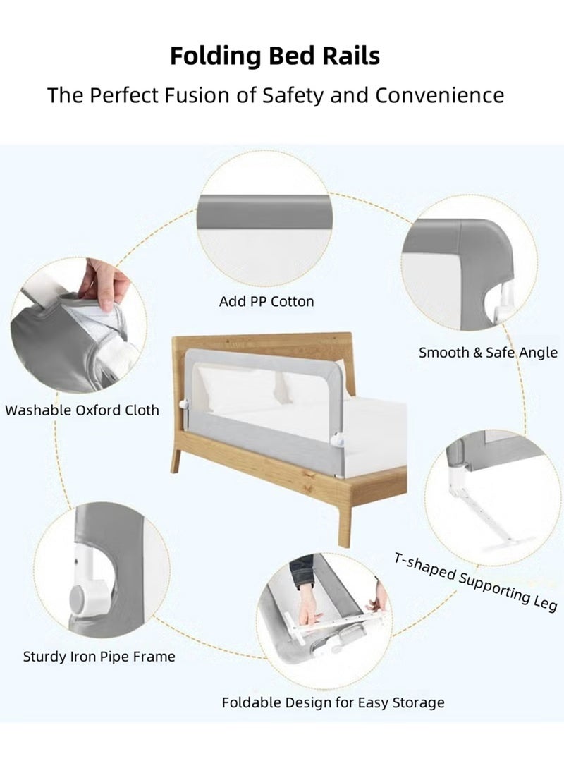 EzzySo Foldable Bed Rails for Toddlers Swing Down Safety Bed Guard Height Adjustable Extra Tall Bed Rail for Toddlers with Reinforced Anchor Baby Bed Safety Side Railing Guards for Most Bed Types  - Image 4