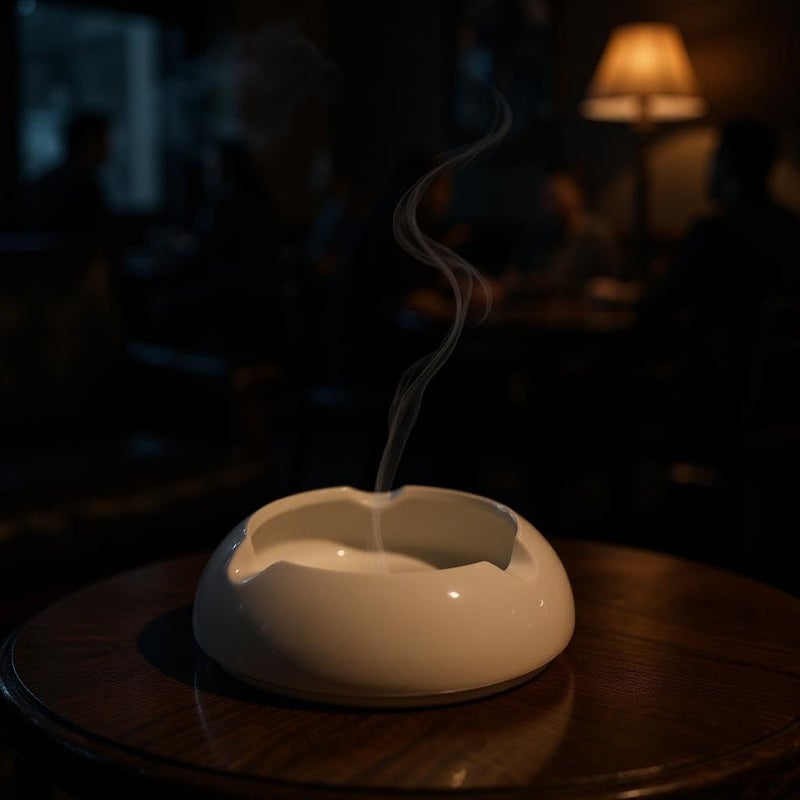 B&D Round Ceramic Ashtray – Modern White Design for Home & Office - Image 1