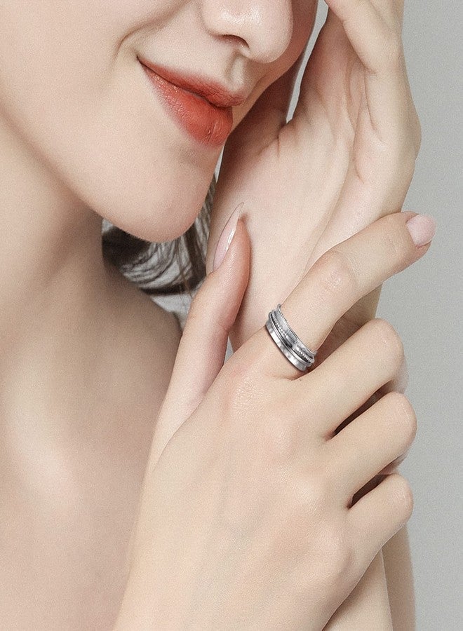 Sariel Cross Fidget Ring for Women - 925 Sterling Silver Spinner Rings Spinning Rings Band Wide Hammered (Silver, 9) - Image 5