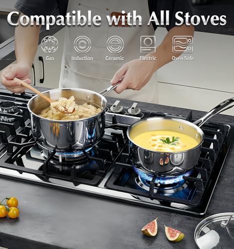 KOCH SYSTEME CS Tri-Ply Stainless Steel Cookware Set 10 Piece, Professional 18/10 Stianless Steel Pots and Pans Set, Oven & Induction Safe, Non-Toxic Kitchen Cookware Set for Family Cooking, 10pcs - Image 3