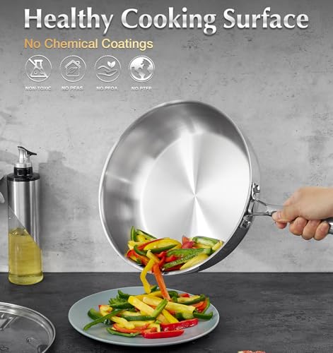 KOCH SYSTEME CS Tri-Ply Stainless Steel Cookware Set 10 Piece, Professional 18/10 Stianless Steel Pots and Pans Set, Oven & Induction Safe, Non-Toxic Kitchen Cookware Set for Family Cooking, 10pcs - Image 2