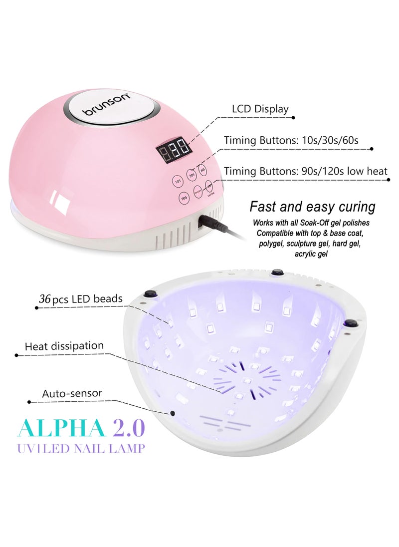 brunson UV Light for Gel Nail Polish Brunson Wired Alpha 2.0 UV LED Nail Lamp 54W with 5 Timer Settings and 36 UV LED Lights Easy and Fast Curing Nail Dryer for Acrylic Nails and Gel Polish with Auto Sensor and LCD Display  - Image 3