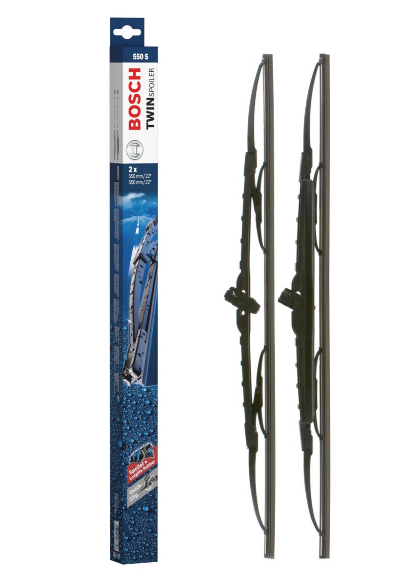 Bosch 3397118421 Twin Spoiler Original Equipment Replacement Wiper Blade - 22"/22" (Set of 2) - Image 1