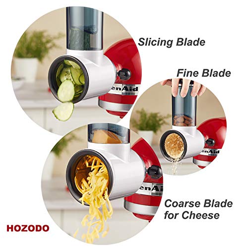 HOZODO Slicer Shredder Attachment for KitchenAid Stand Mixer, Cheese Grater Attachment for KitchenAid Stand Mixer, Food Processor with 3 Blades by HOZODO - Image 4