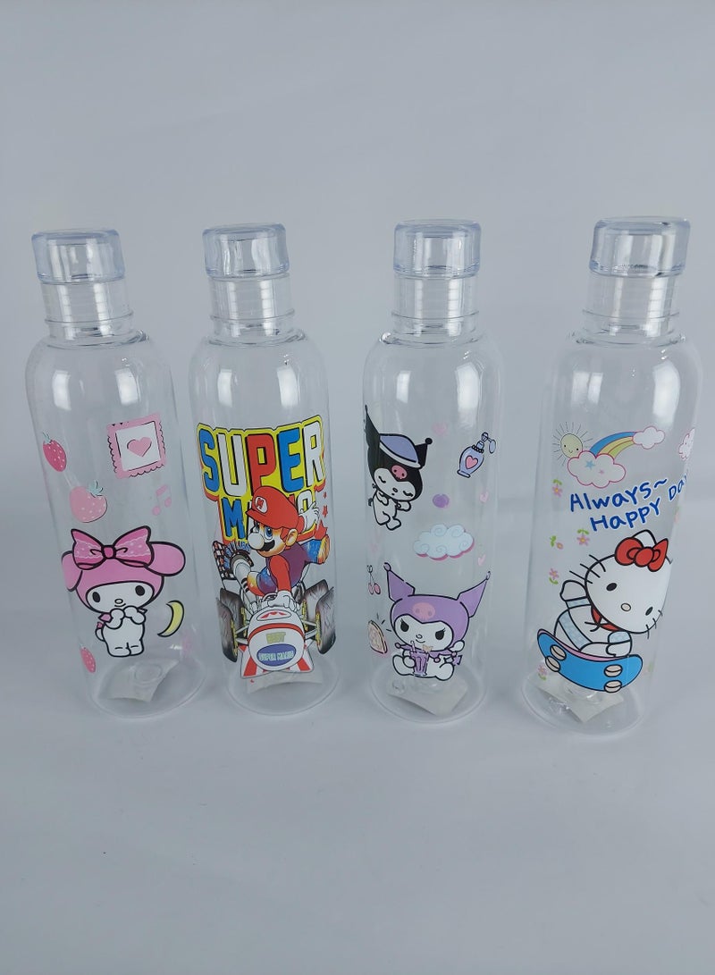 Leak Proof Acrylic Water Bottle with Time Marker, Multicolor and Multi Shapes - Image 1