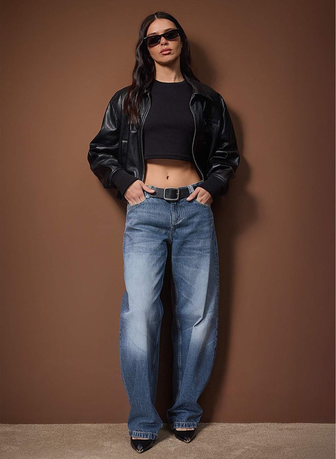 trendyol Blue Low Waist Baggy Jeans - Image 1