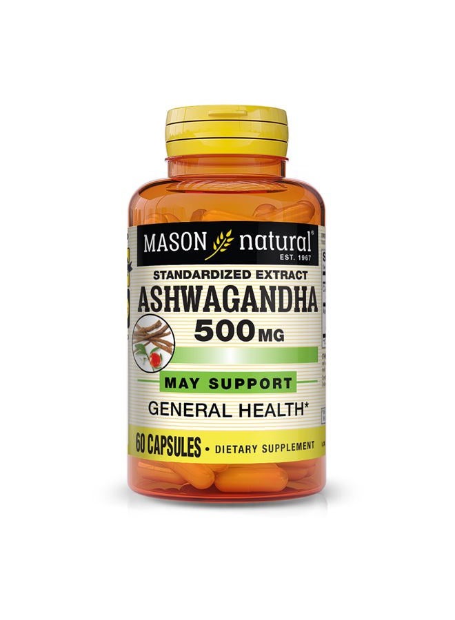 MASON Natural Ashwagandha, Standardized Extract, 500 Mg, 60 Capsules - Image 1