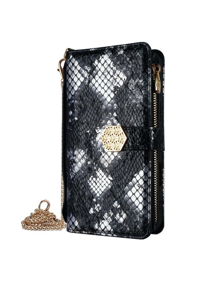 Zaboon Case For iPhone 12 / 12 Pro Crossbody Handle Snake Texture Leather Phone Case - Image 2