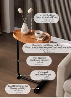 Snooe Coffee Table,Sofa Side Table,Double Layer C Shaped Square side table on wheels,coffee table for living room sofa,Suitable for study, living room, bedroom  - Image 5