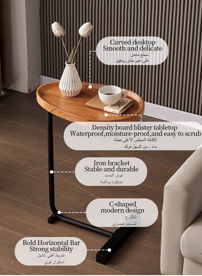 Snooe Coffee Table,Sofa Side Table,Double Layer C Shaped Square side table on wheels,coffee table for living room sofa,Suitable for study, living room, bedroom - Image 5