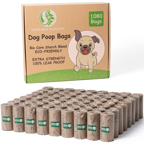 GREENER WALKER Poop Bags for Dog Waste 1080 Doggy Waste Bags Extra Thick Strong 100 LeakProof Brown