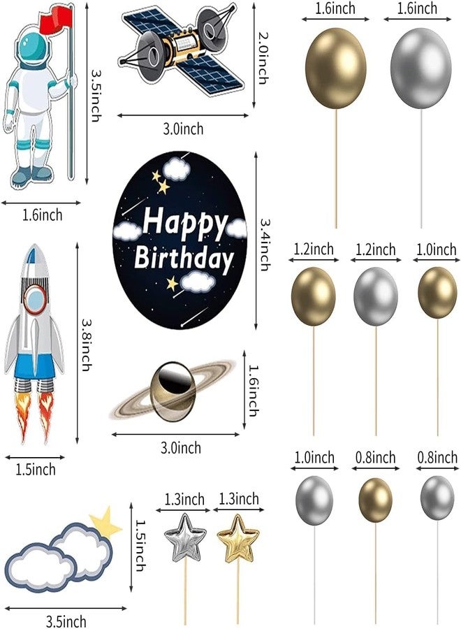 CANIPHA 22 Pcs Space Cake Topper,Outer Space Cupcake Toppers Astronaut Figurine Decorations Birthday Space Themed Party Supplies Planet Rocket Pearl Balls and Star DIY Cake Toppers for Kids Party Baby Shower - Image 5