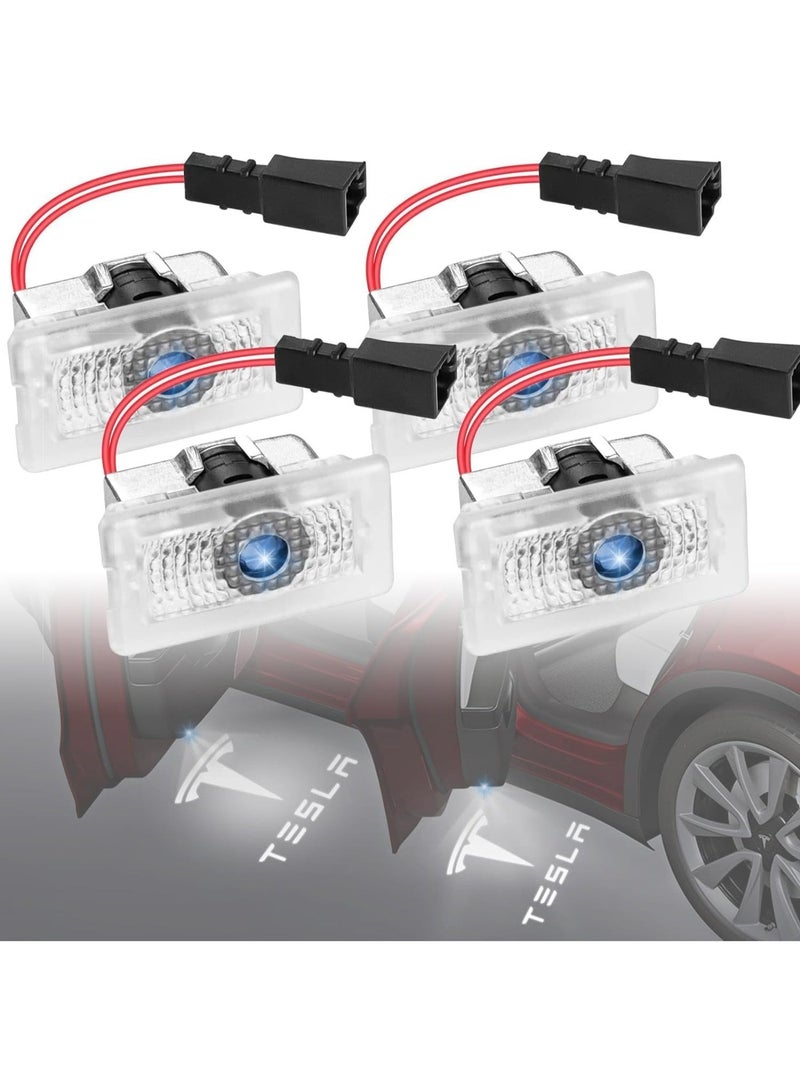 YOUWE7 Car Door Lights Logo Projector Lights for Tesla Model Y Model 3 Model X/S, Integration Ultra-Brights Welcome Step Courtesy Lights, LED Door Lights Never Fade with Extension Cable, 4 Pack - Image 1