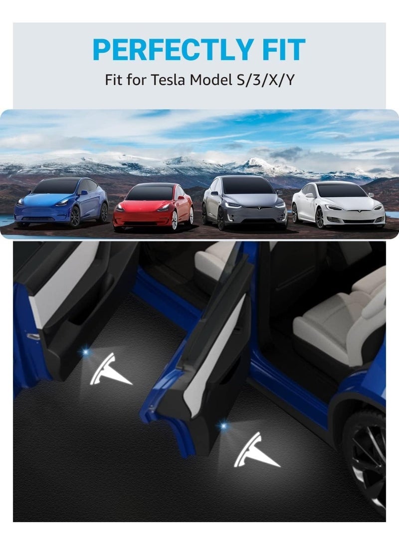YOUWE7 Car Door Lights Logo Projector Lights for Tesla Model Y Model 3 Model X/S, Integration Ultra-Brights Welcome Step Courtesy Lights, LED Door Lights Never Fade with Extension Cable, 4 Pack - Image 3