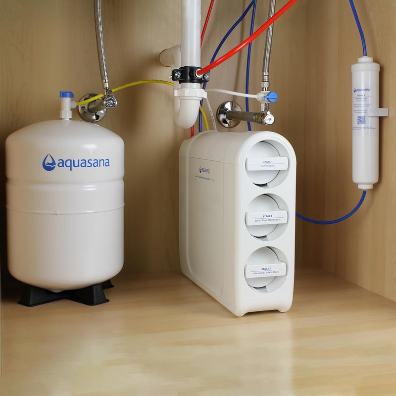 Aquasana Aquasana SmartFlow Reverse Osmosis Water Filter System  HighEfficiency Under Sink RO Removes up to 9999 of 90 Contaminants Including Fluoride Arsenic Chlorine and Lead  Matte Black Faucet  - Image 5