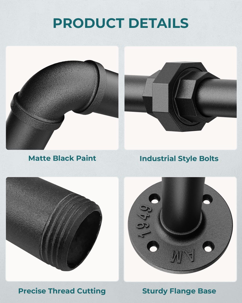 OROPY Industrial Pipe Clothing Rack Free Standing, Heavy Duty Detachable Clothes Rack with 4 Stable Feet for Garment Storage Display, Black - Image 5