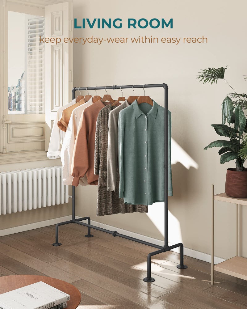 OROPY Industrial Pipe Clothing Rack Free Standing, Heavy Duty Detachable Clothes Rack with 4 Stable Feet for Garment Storage Display, Black - Image 2