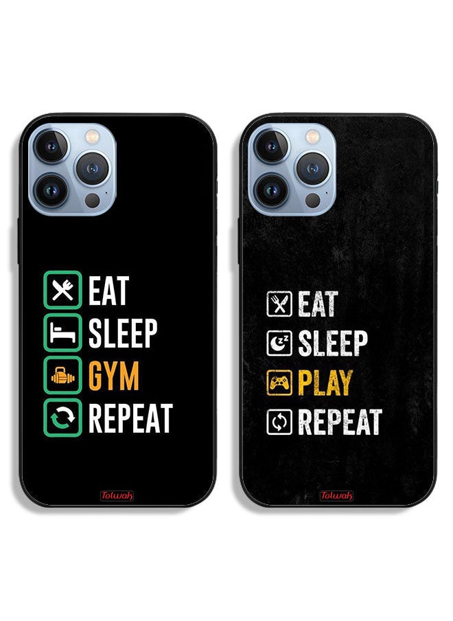 Tolwak - Two Cases For Apple iPhone 13 Pro Max Protective Covers Eat Repeat - Image 1