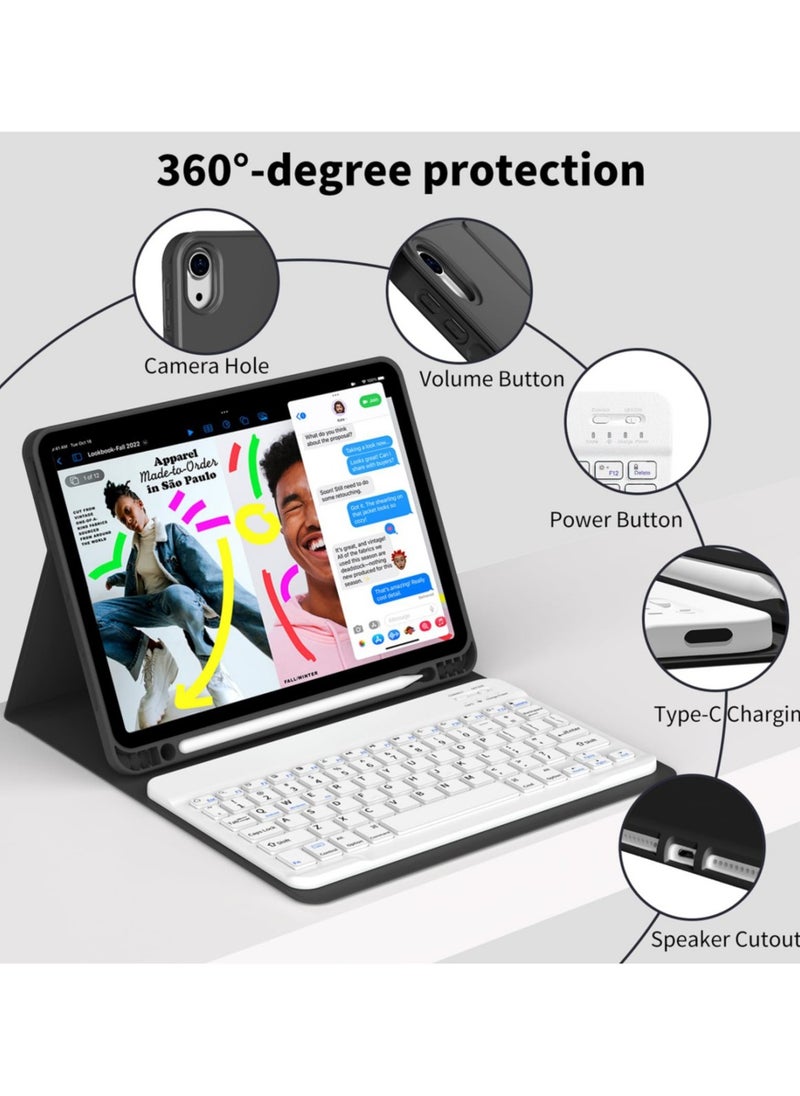 Best Choice Products Keyboard Case for iPad Air 11-inch (M2) 2024/iPad Air 5th Gen 2022/ 4th Gen 2020 10.9 Inch, Detachable Wireless Bluetooth Keyboard, Slim Keyboard Cover with Pencil Holder - Black  - Image 5