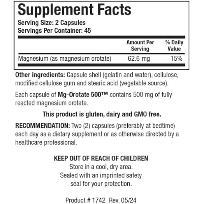 Biotics Research Mg Orotate 500mg™ Magnesium Orotate - 2 Capsules per Serving (1000mg) - Cardiovascular Support Heart Health, Overall Relaxation, Improves Sleep and Muscle Relaxation - 90 Caps - Image 2
