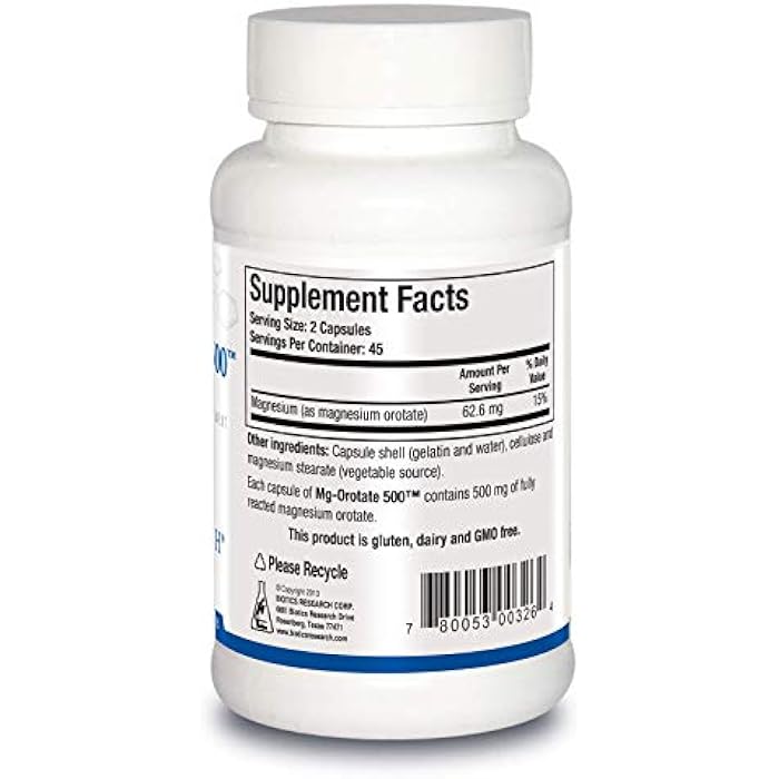 Biotics Research Mg Orotate 500mg™ Magnesium Orotate - 2 Capsules per Serving (1000mg) - Cardiovascular Support Heart Health, Overall Relaxation, Improves Sleep and Muscle Relaxation - 90 Caps - Image 3