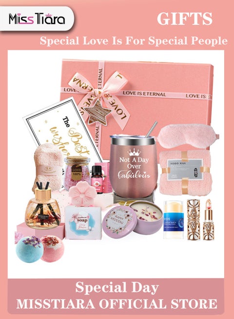 Gifts Basket for Women - Birthday Gift Box Set Contains 16 Items Inspirational Gift,Relaxing Spa Care Package for Women Friendship,Friend Gifts for Women