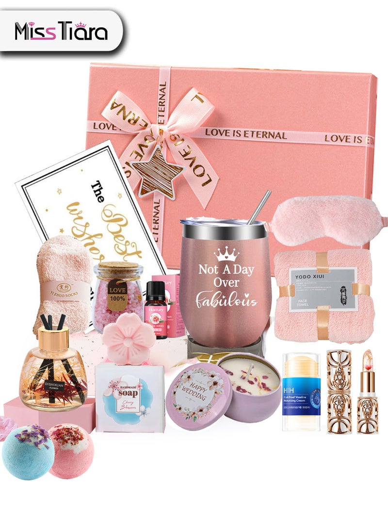 Gifts Basket for Women - Birthday Gift Box Set Contains 16 Items Inspirational Gift,Relaxing Spa Care Package for Women Friendship,Friend Gifts for Women