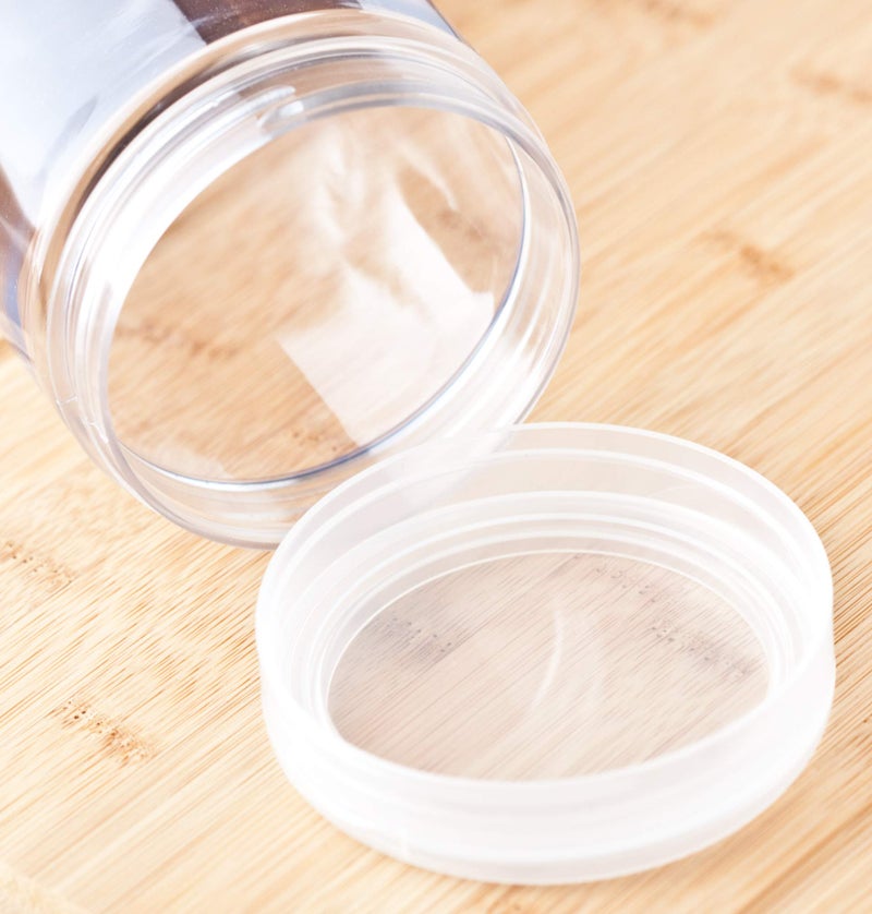 JUVITUS Clear Large 16 oz PET Plastic (BPA Free) Refillable Jar with Clear Natural Flip Top Cap - (6 pack) - Image 4