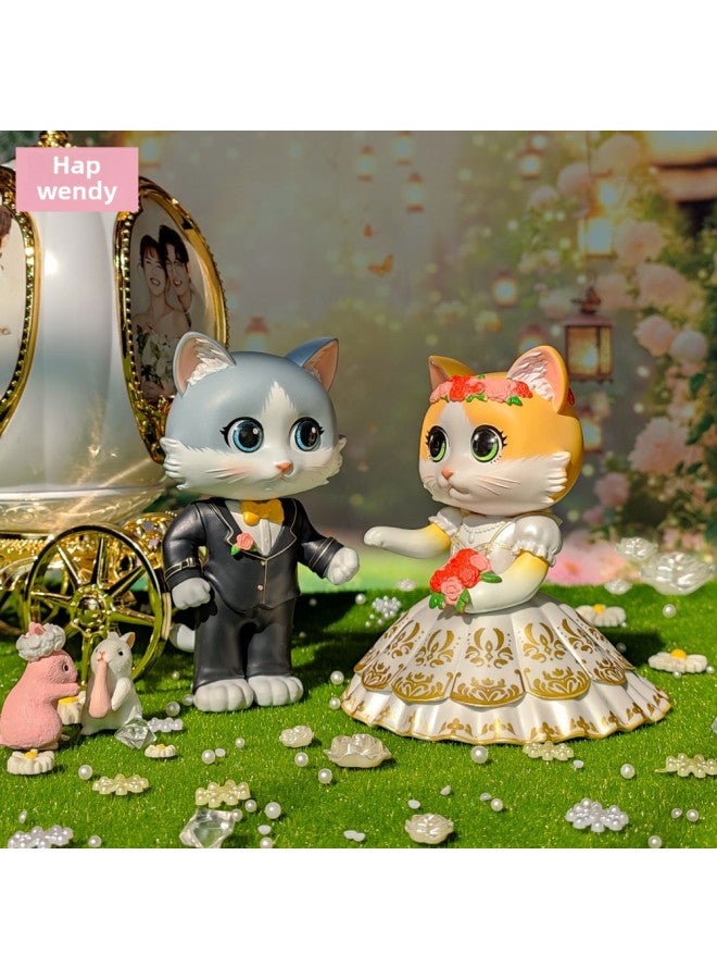Cute Elephant Slide Cat Box Egg Hamburger Sandwich Cat Fried Shrimp Cat Mini Food Play Ornaments Toy Doll-color:12cm Large Couple Cat Box