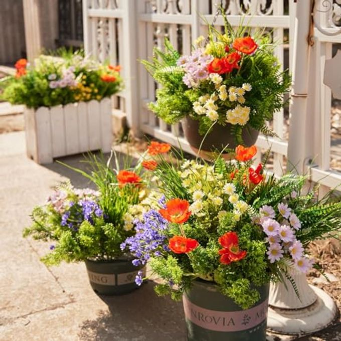 Clycaloor 23Pcs Outdoor Artificial Boxwood UV Resistant Fake Stems Plants, Faux Plastic Greenery for Indoor Outside Hanging Plants Garden Porch Window Box Home Wedding Farmhouse Dcor - Image 3